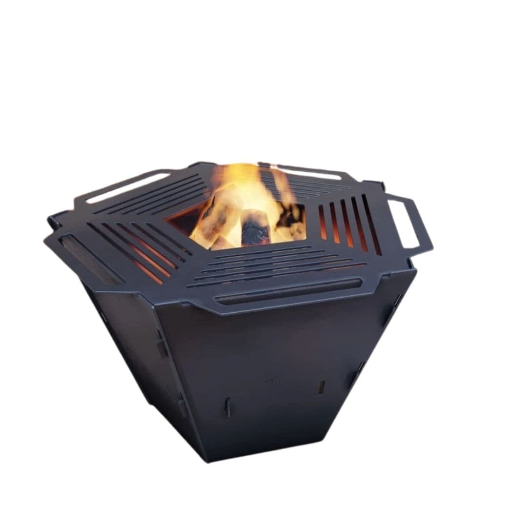 Чаша для вогнища п’ятигранна розбірна V1 з решіткой гриль 802х787х480 мм — купити чаша-гриль SteelFire